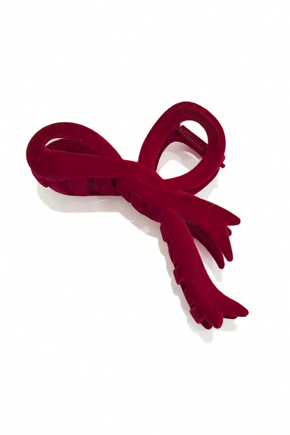 Fiery Red Bow Knot Velvet Large Hair Clip