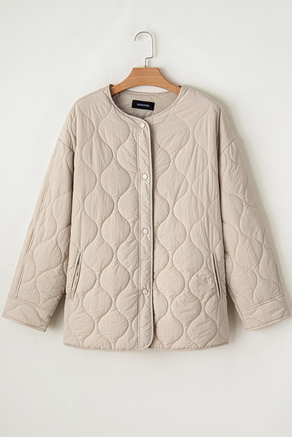 Parchment Snap Button Quilted Puffer Jacket