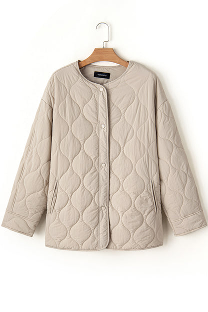 Parchment Snap Button Quilted Puffer Jacket