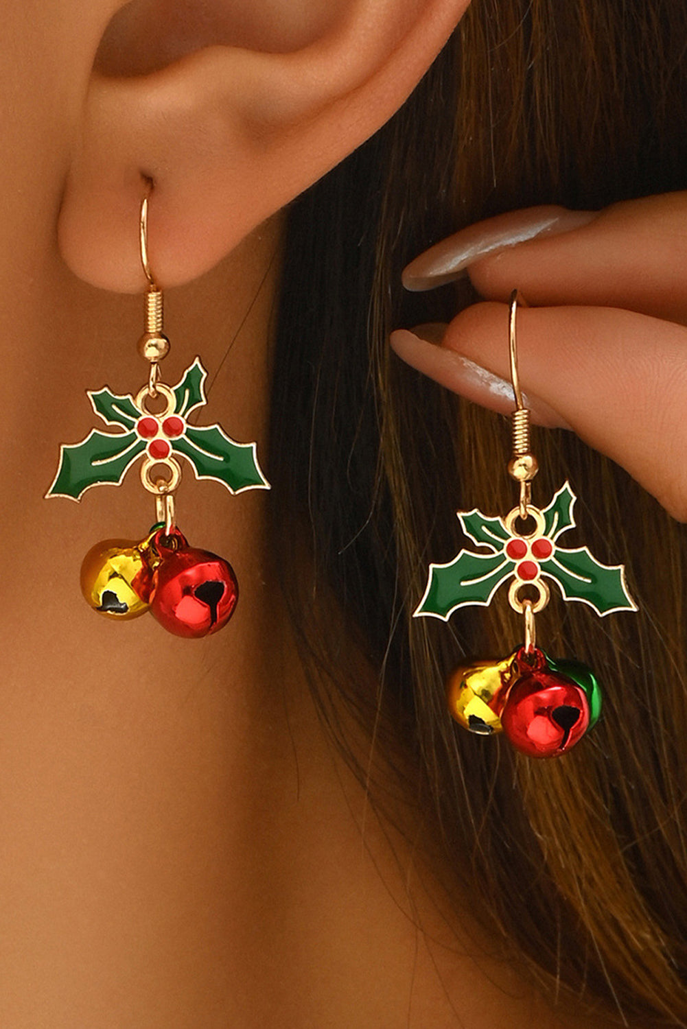 Gold Plated Christmas Jingle Bell Hook Earrings