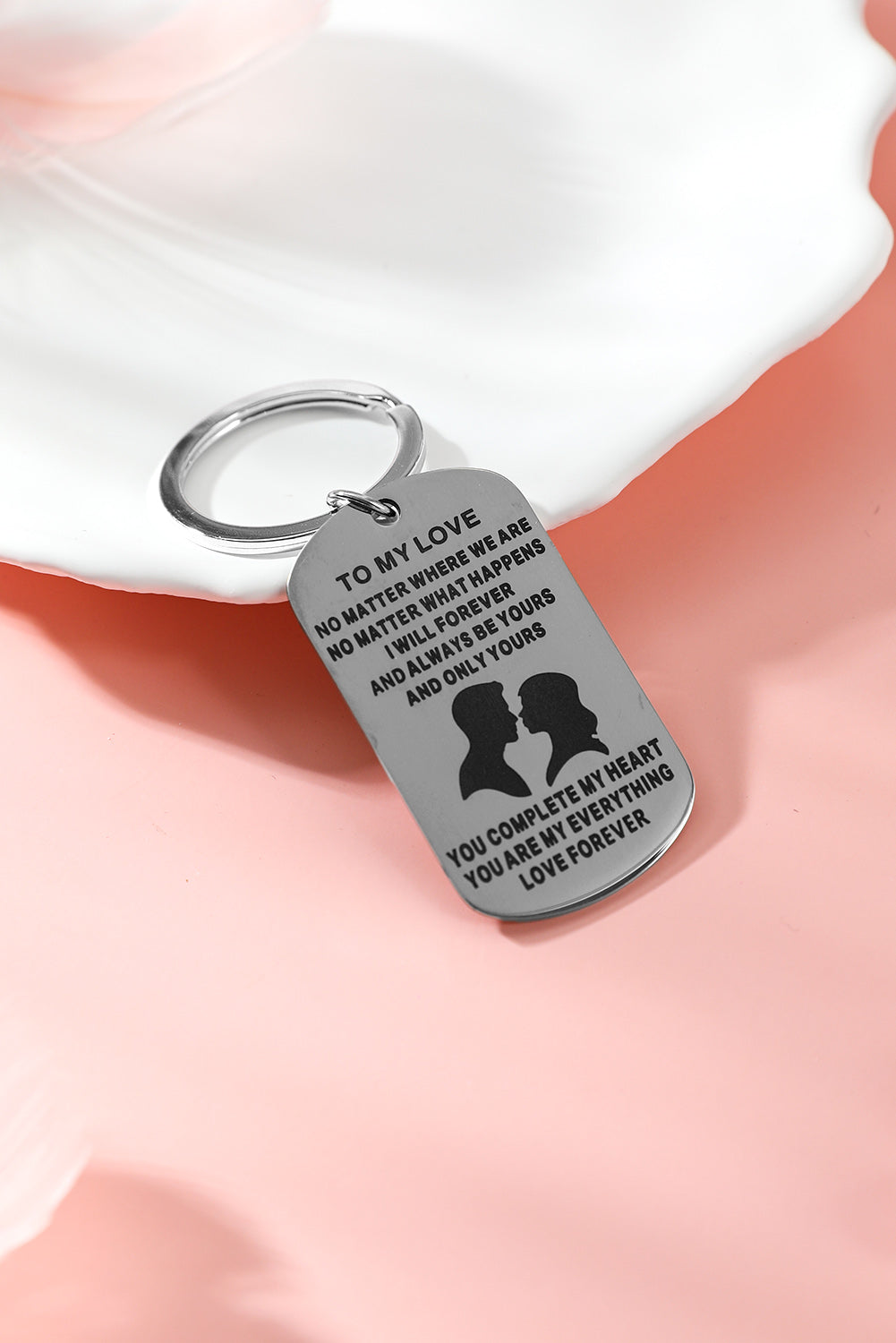 Silvery Valentines Day Love Letter Pendant Alloy Keychain