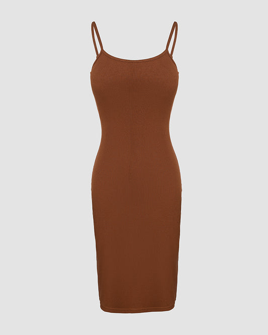 BUILT IN SHAPEWEAR Spaghetti Strap Tummy Control Slip Dress