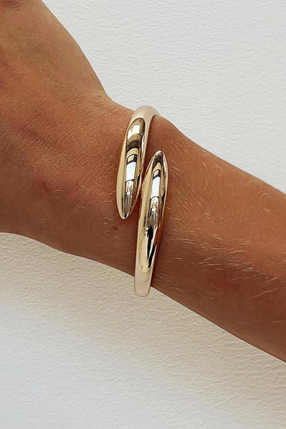 Gold Minimalist Plated Alloy Open Bangle Bracelet