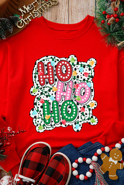 Red Christmas Colorful Lights HOHOHO Graphic Sweatshirt