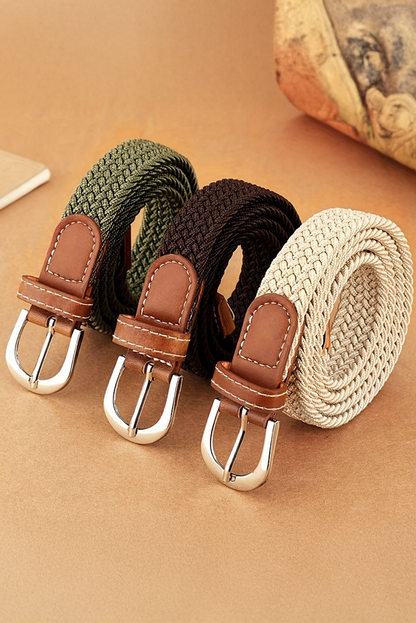 White Boho Style Woven Canvas Waist Belt