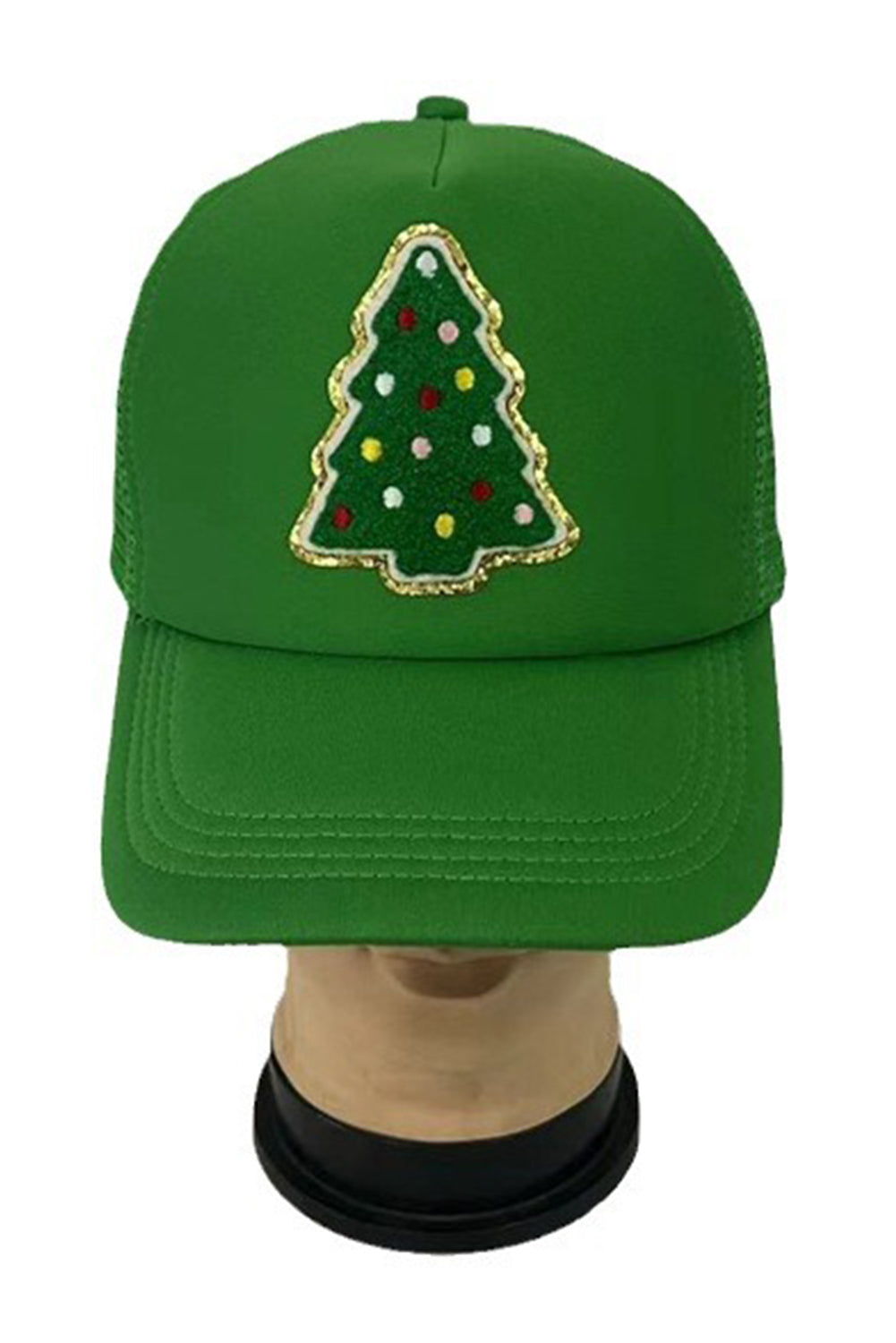 Bright Green Christmas Tree Patched Baseball Cap