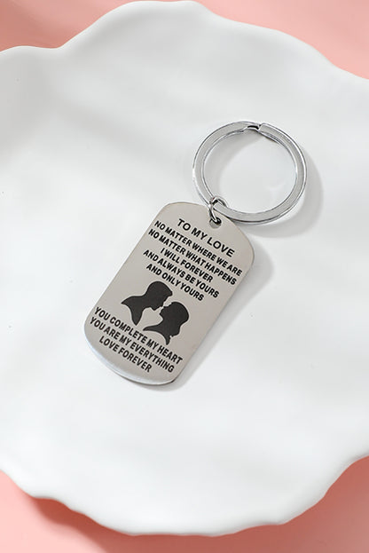 Silvery Valentines Day Love Letter Pendant Alloy Keychain