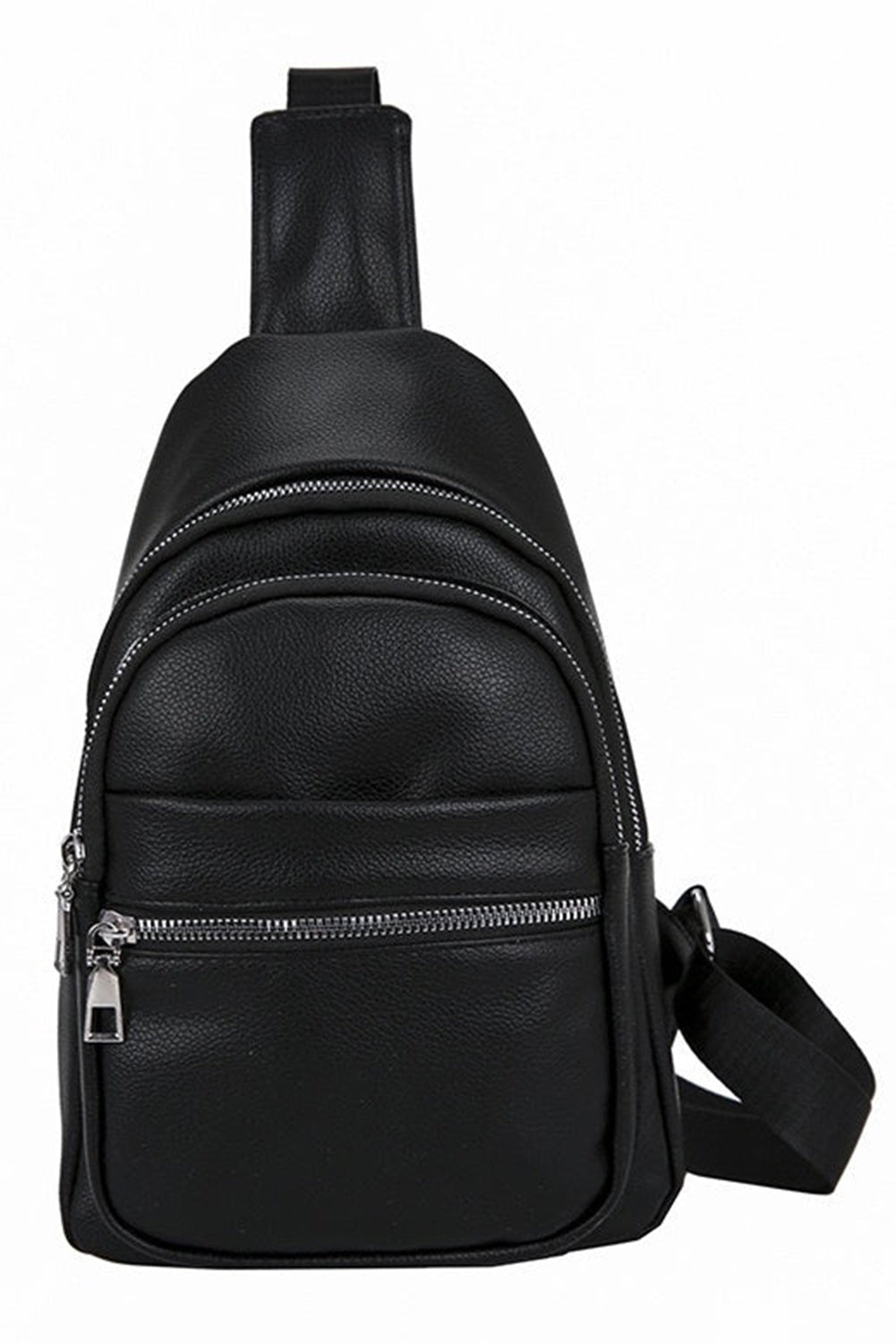 Black Multi Compartment PU Leather Crossbody Bag