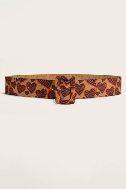 Thai Curry Valentine Heart Print Vintage Wide Waist Belt