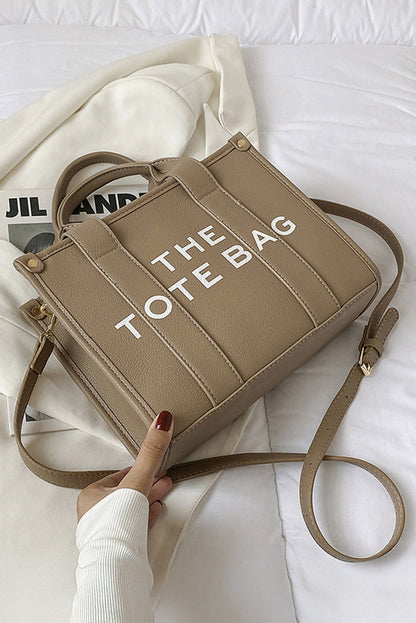 Khaki THE TOTE BAG PU Leather Large Shoulder Bag