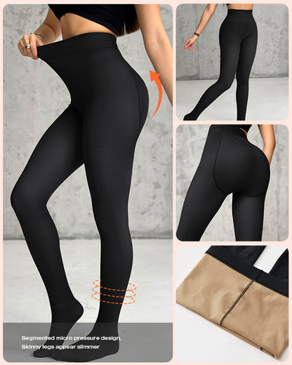 2 Piece 80g(no Fleece) High Waisted Tummy Control Elasticity Leggings Tight Pants