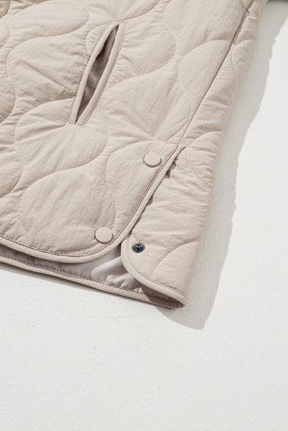 Parchment Snap Button Quilted Puffer Jacket