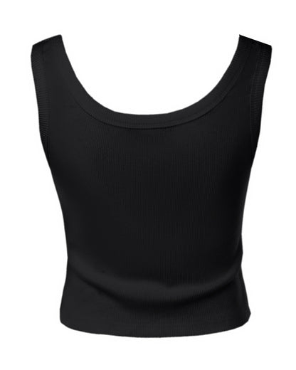 Scoop Neck Sleeveless Ribbed Tank Top Cami Tee Shirts