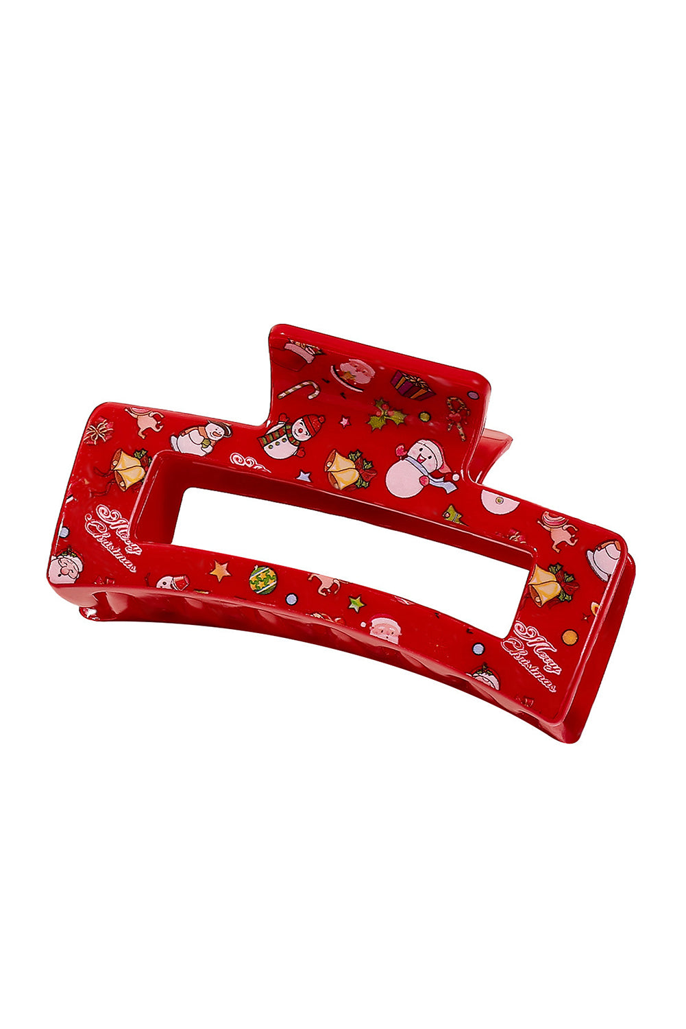 Racing Red Cartoon Christmas Pattern Print Hollow Out Hair Clip