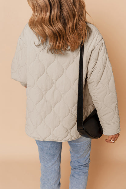 Parchment Snap Button Quilted Puffer Jacket