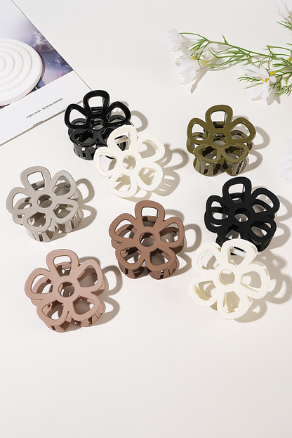 Black 2pcs Hollow-out Flower Shape Hair Clip