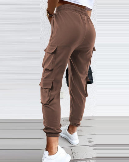 Pocket Design Cuffed Cargo Pants