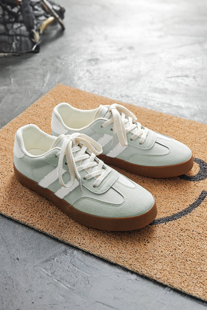 Beau Blue Striped Lace-up Flat Sneakers