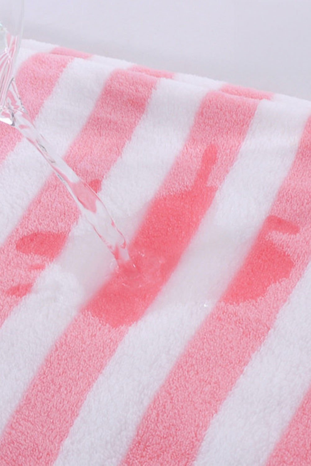 Pink Striped Plush Bath Towel Set