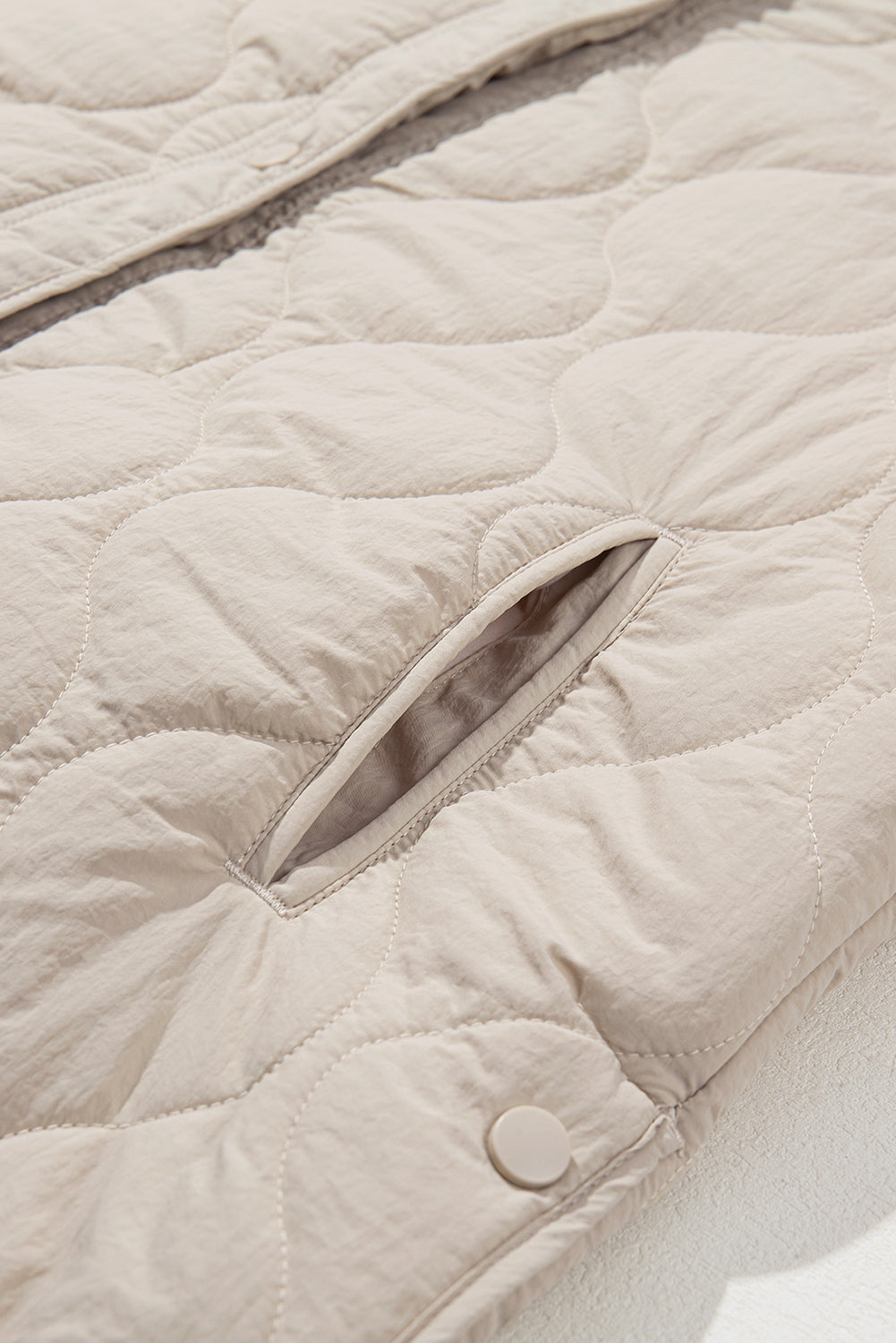 Parchment Snap Button Quilted Puffer Jacket