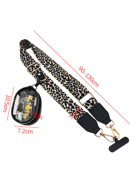 Black Geometric/Leopard Adjustable Phone Hanging Shoulder Strap with Pouch