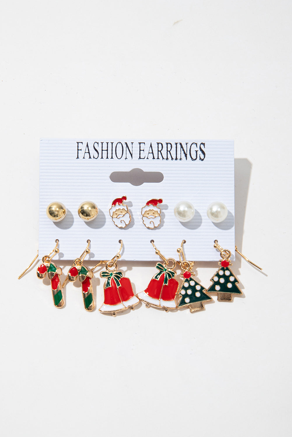 Racing Red 6 Pairs/Set Cartoon Christmas Theme Alloy Earring Set