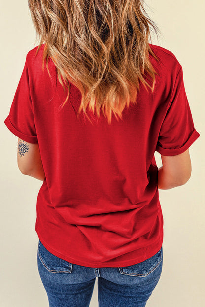 Red Chenille MERRY Christmas Tree Graphic Tee