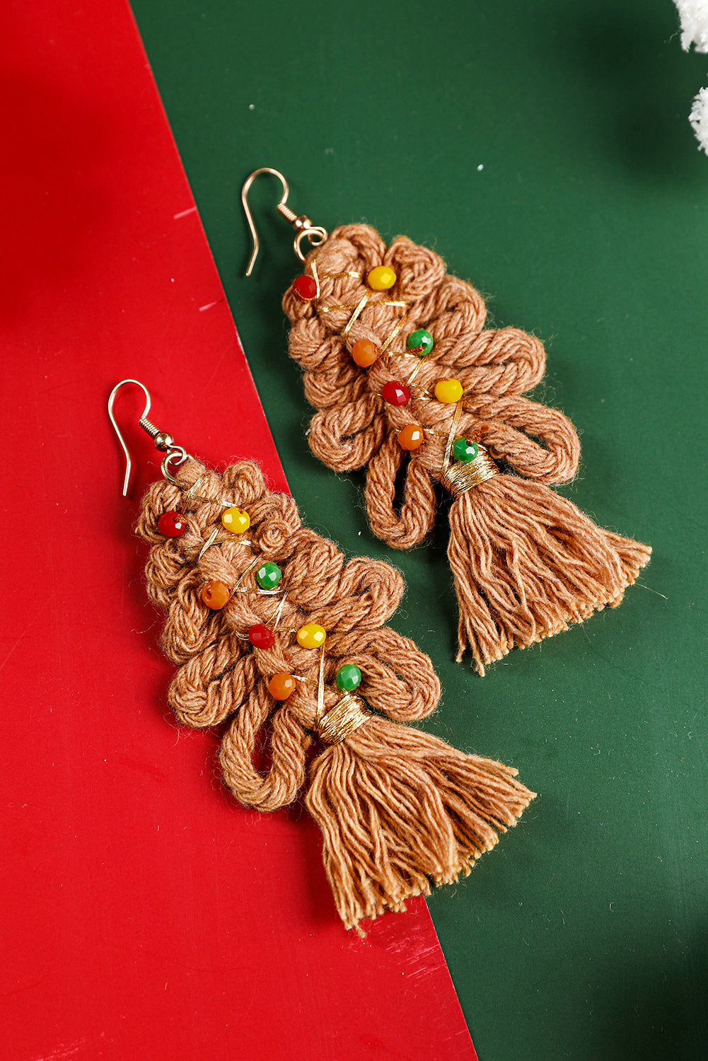 Thai Curry Christmas Beaded Braided Dangle Earrings