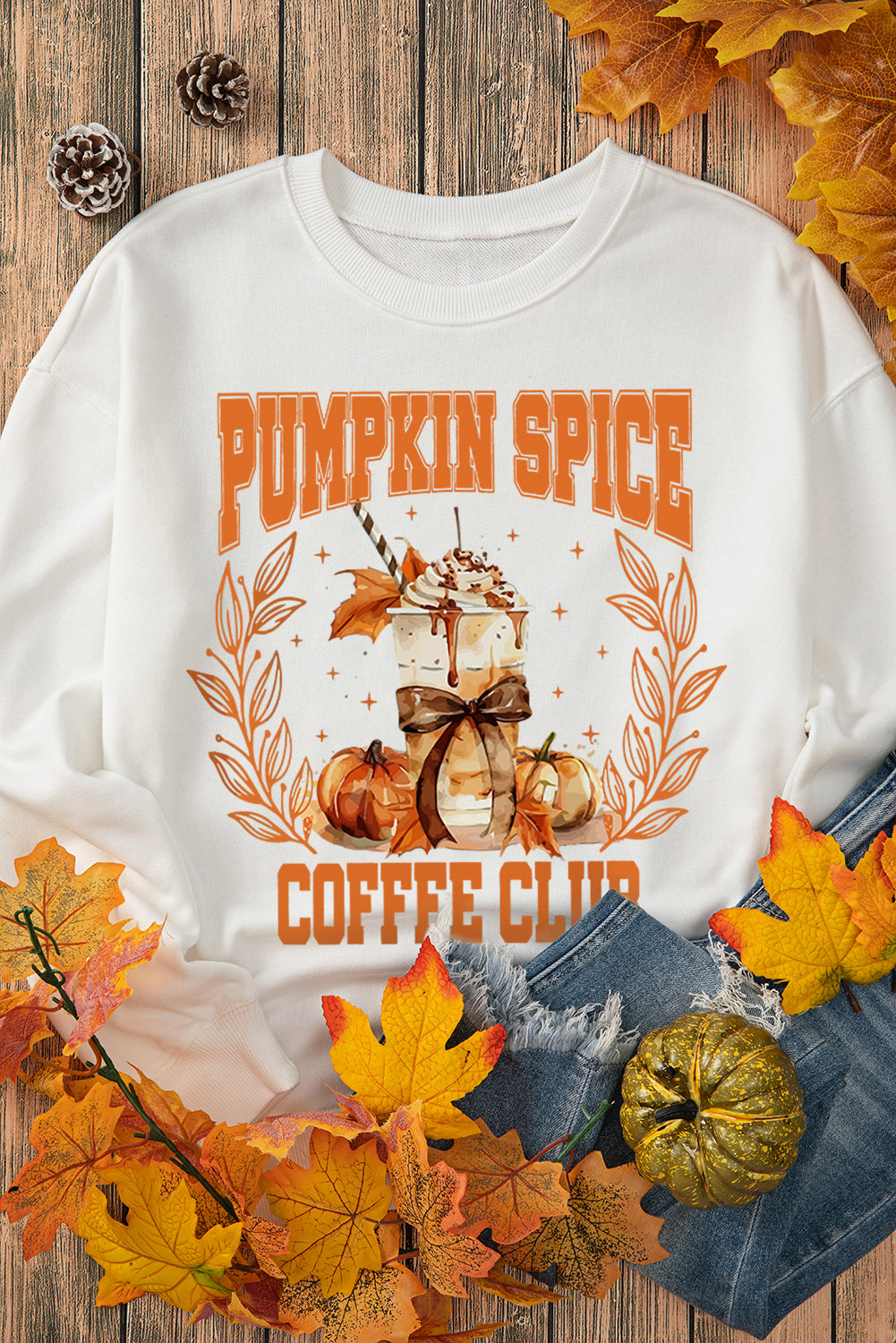 Beige PUMPKIN SPICE COFFEE CLUB Graphic Sweatshirt