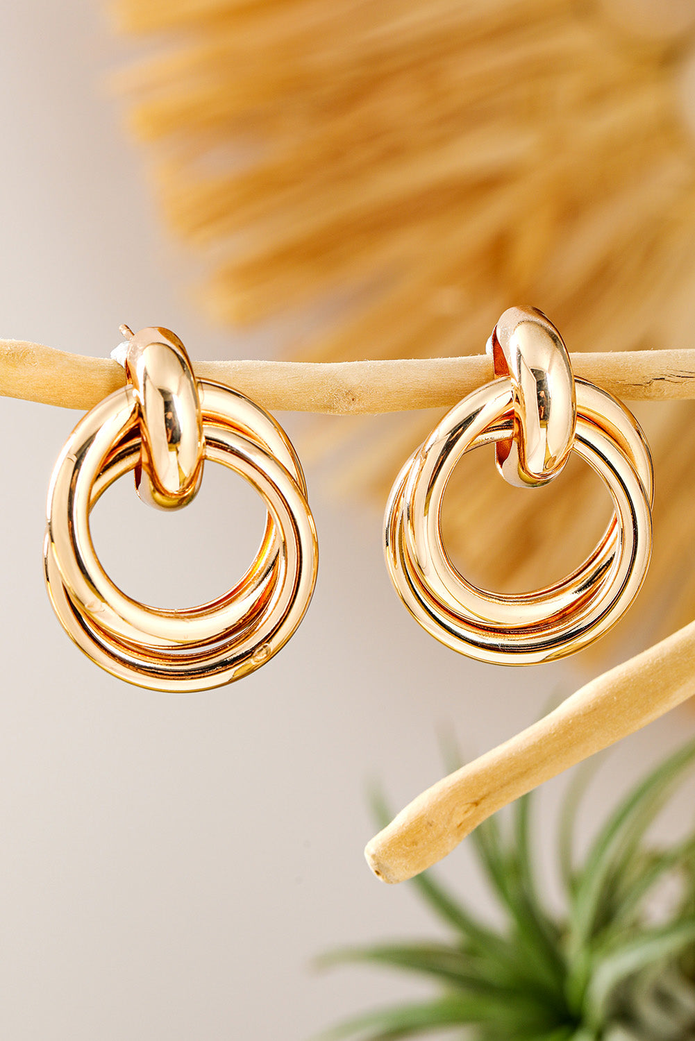 Gold Circles Plated Alloy Stud Earrings