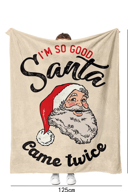 White Santa Claus Christmas Slogan Print Soft Blanket 125*150cm