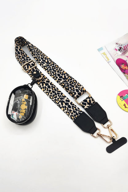 Black Geometric/Leopard Adjustable Phone Hanging Shoulder Strap with Pouch