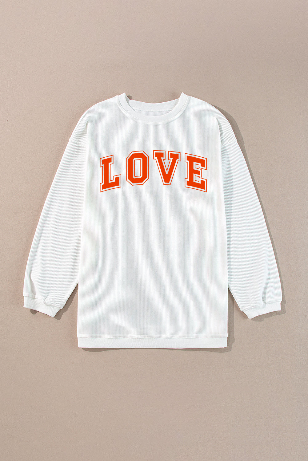 White LOVE Printed Crewneck Valentines Pullover Sweatshirt