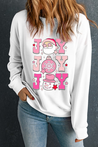 Beige Christmas Claus JOY Graphic Drop Shoulder Sweatshirt