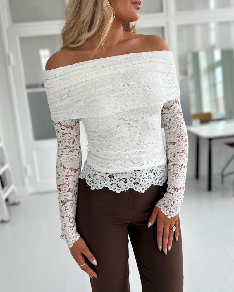 Lace Off the Shoulder Slim Fit Sleeveless Casual Top