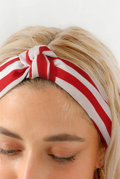 Fiery Red Plaid Print Knotted Wide Headband