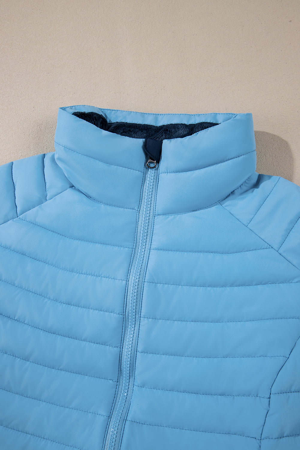 Myosotis Solid Color Quilted Zip-up Puffer Jacket