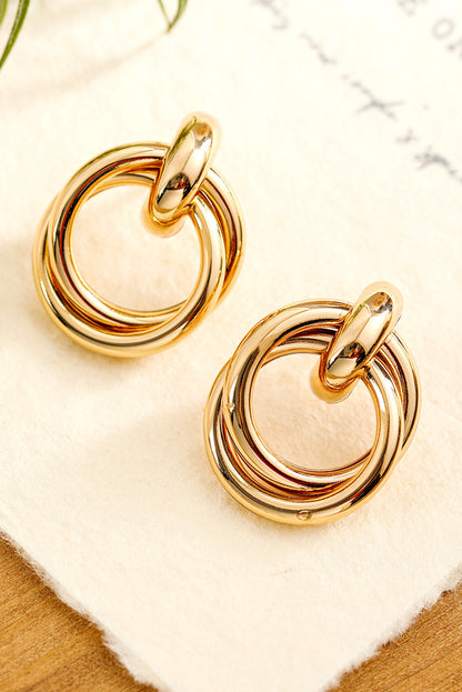 Gold Circles Plated Alloy Stud Earrings