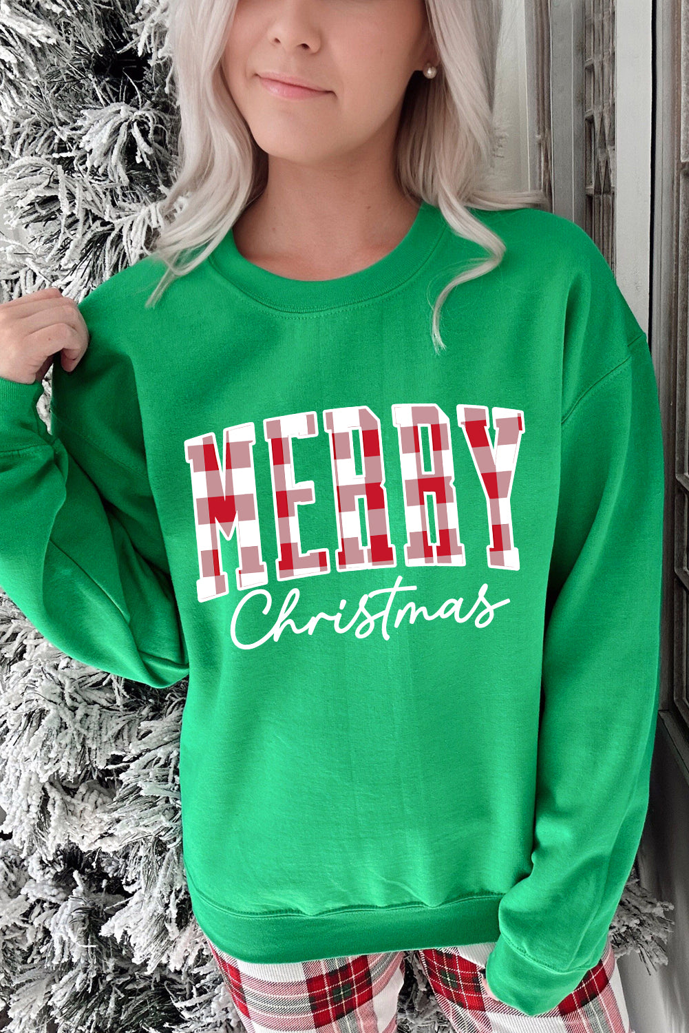 Dark Green Merry Christmas Heat Transfer Graphic Sweatshirt