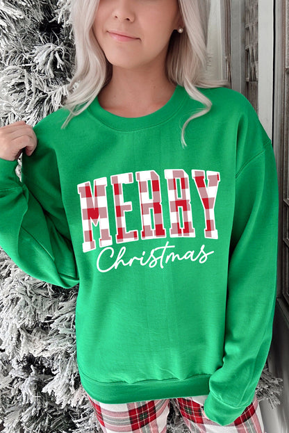 Dark Green Merry Christmas Heat Transfer Graphic Sweatshirt