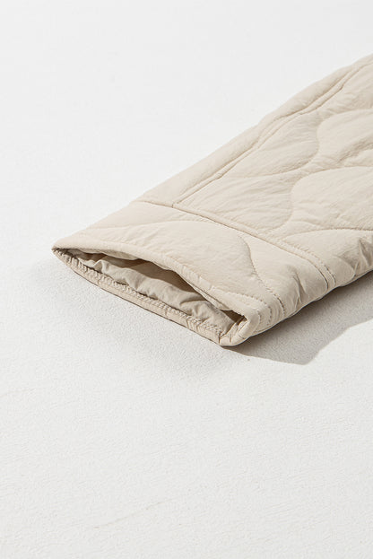 Parchment Snap Button Quilted Puffer Jacket