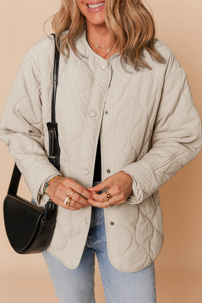 Parchment Snap Button Quilted Puffer Jacket