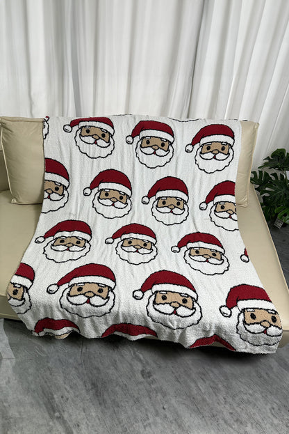 White Cartoon Christmas Father Lambswool Blanket