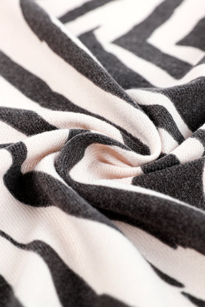 White Zebra Stripes Printed Raw Cut Scarf