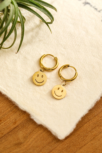 Gold Smiley Face Pendant Plated Alloy Keychain