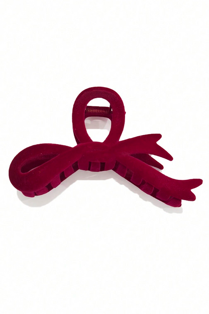 Fiery Red Bow Knot Velvet Large Hair Clip