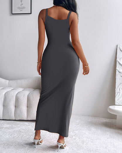 U Neck Spaghetti Strap Maxi Dress