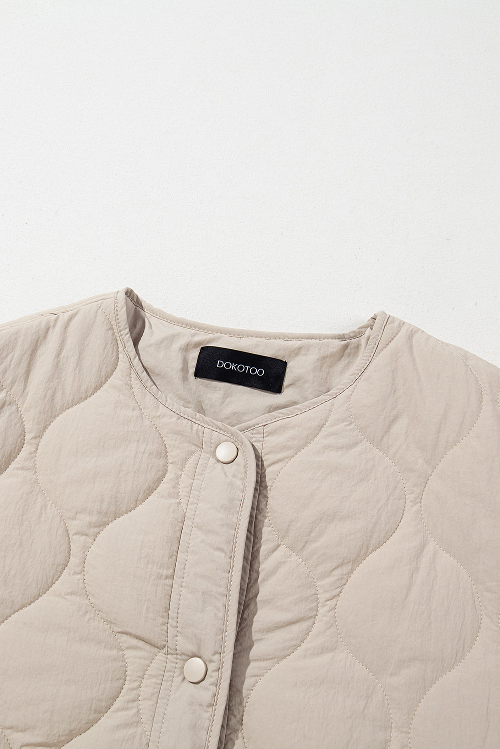 Parchment Snap Button Quilted Puffer Jacket