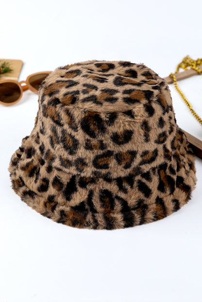 Thai Curry Leopard Plush Wide Brim Winter Fishman Hat