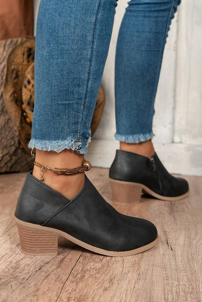 Black Tulip Opening Suede Ankle Boots